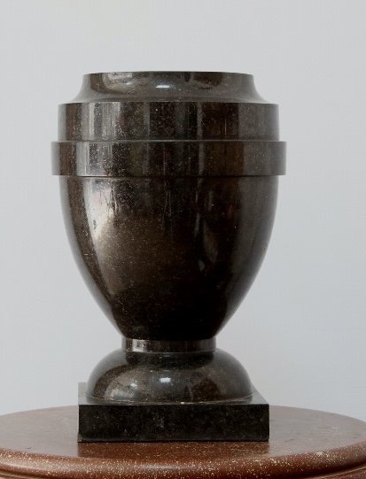 Urn Shaped Black Marble Vase.