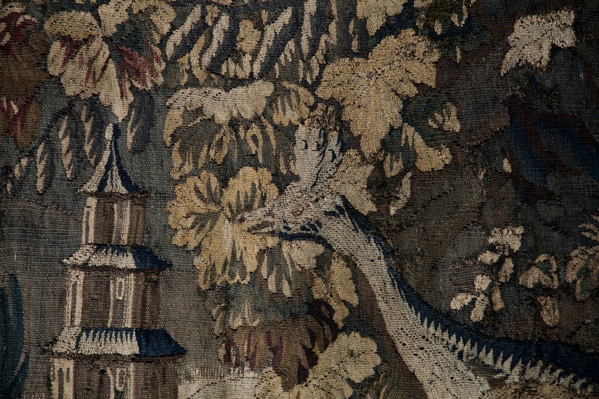 Aubusson Tapestry "exotic Landscape With Peacock" 18th Century.-photo-6