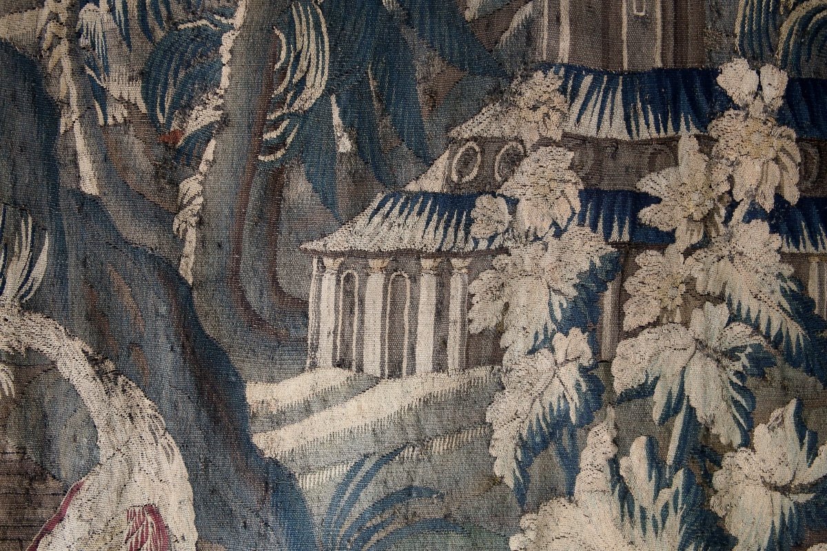 Aubusson Tapestry "exotic Landscape With Peacock" 18th Century.-photo-8