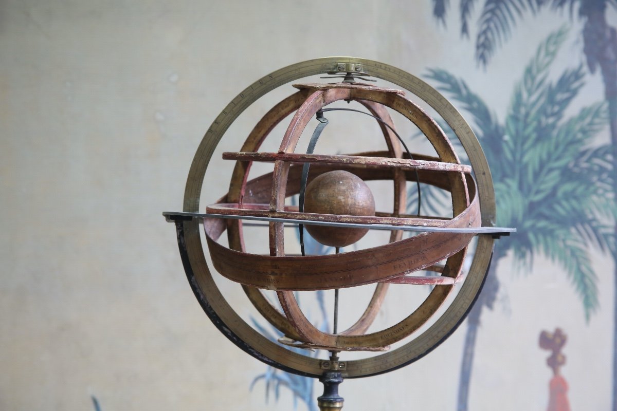 Sphère armillaire de type ptolémaïque signée Delamarche à Paris-photo-2
