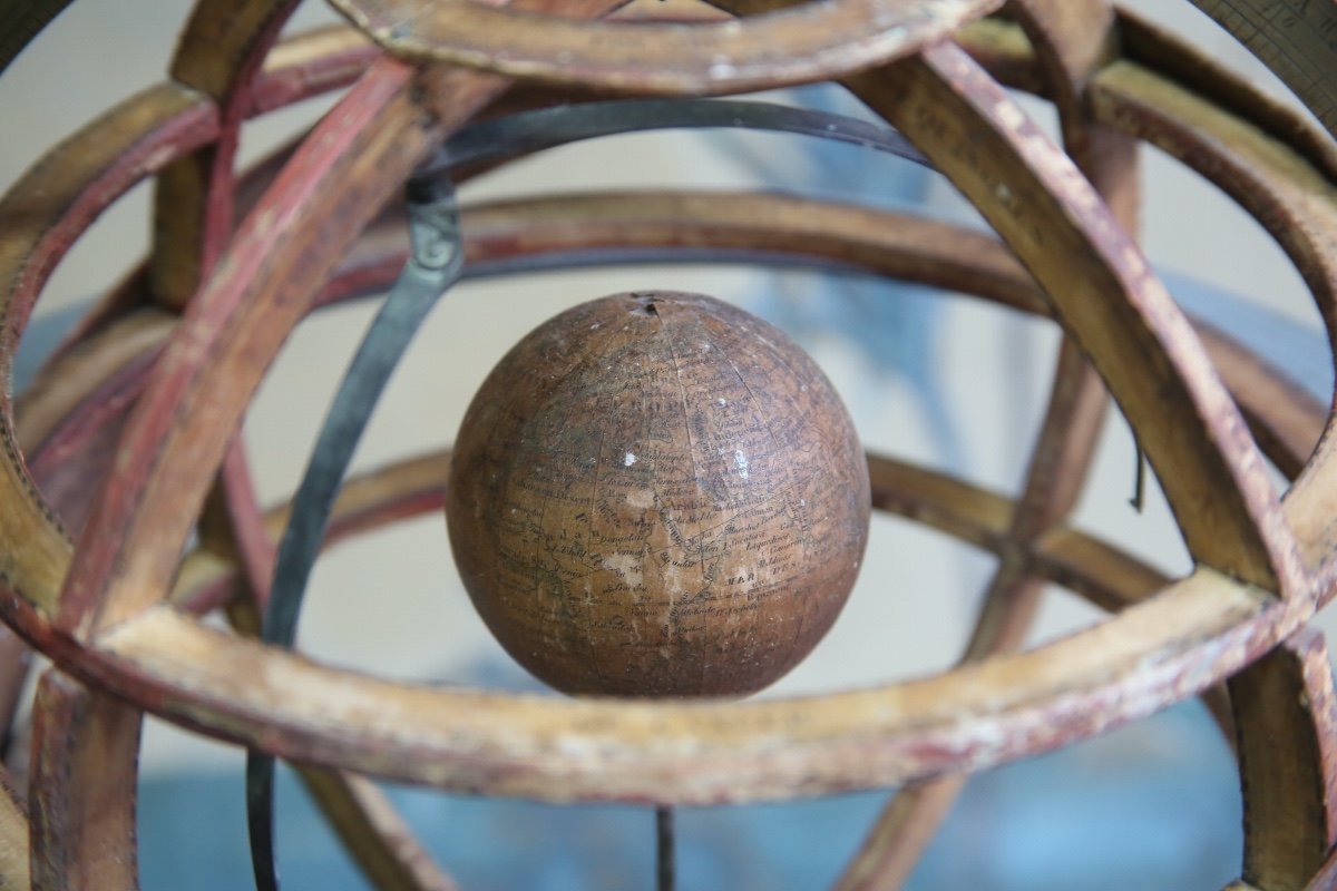Sphère armillaire de type ptolémaïque signée Delamarche à Paris-photo-4