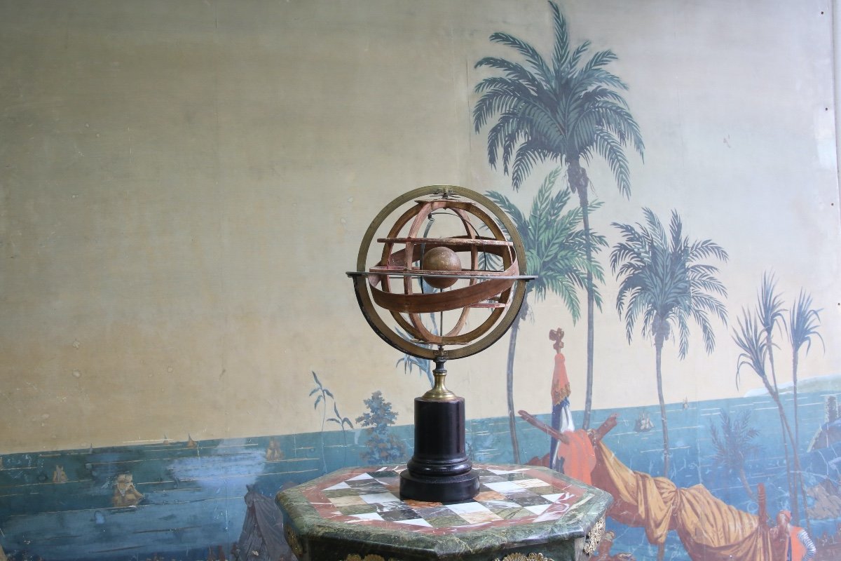 Sphère armillaire de type ptolémaïque signée Delamarche à Paris-photo-3