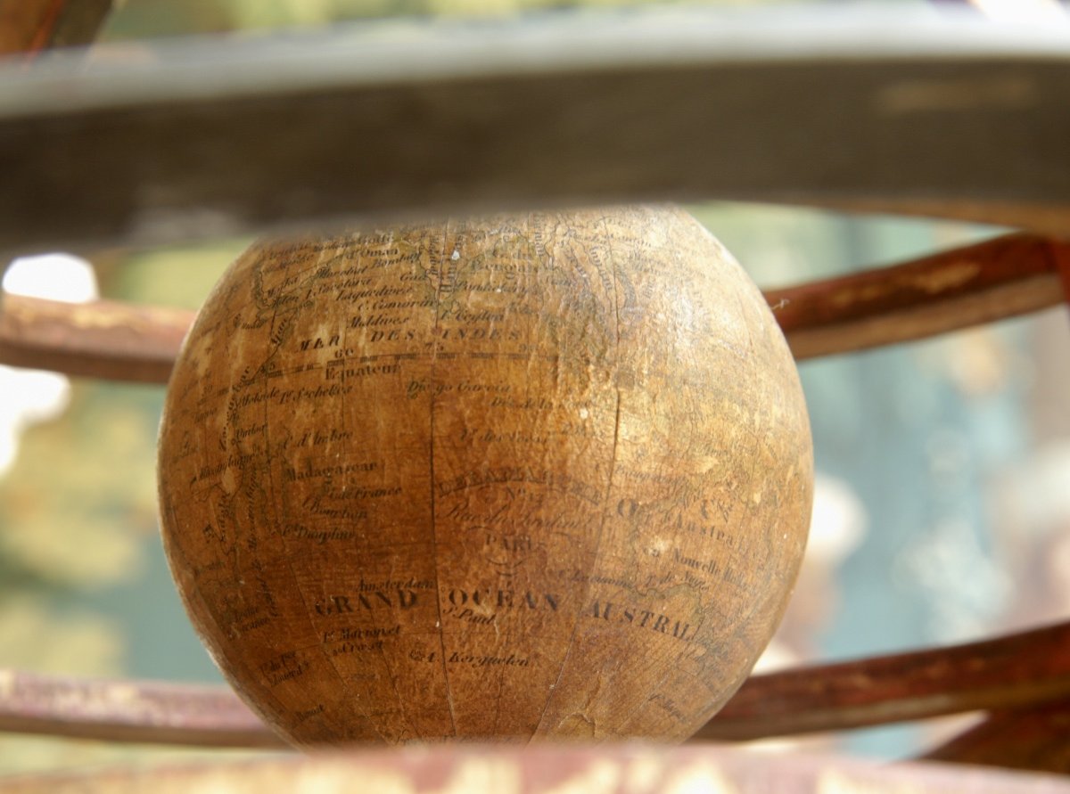 Sphère armillaire de type ptolémaïque signée Delamarche à Paris-photo-4