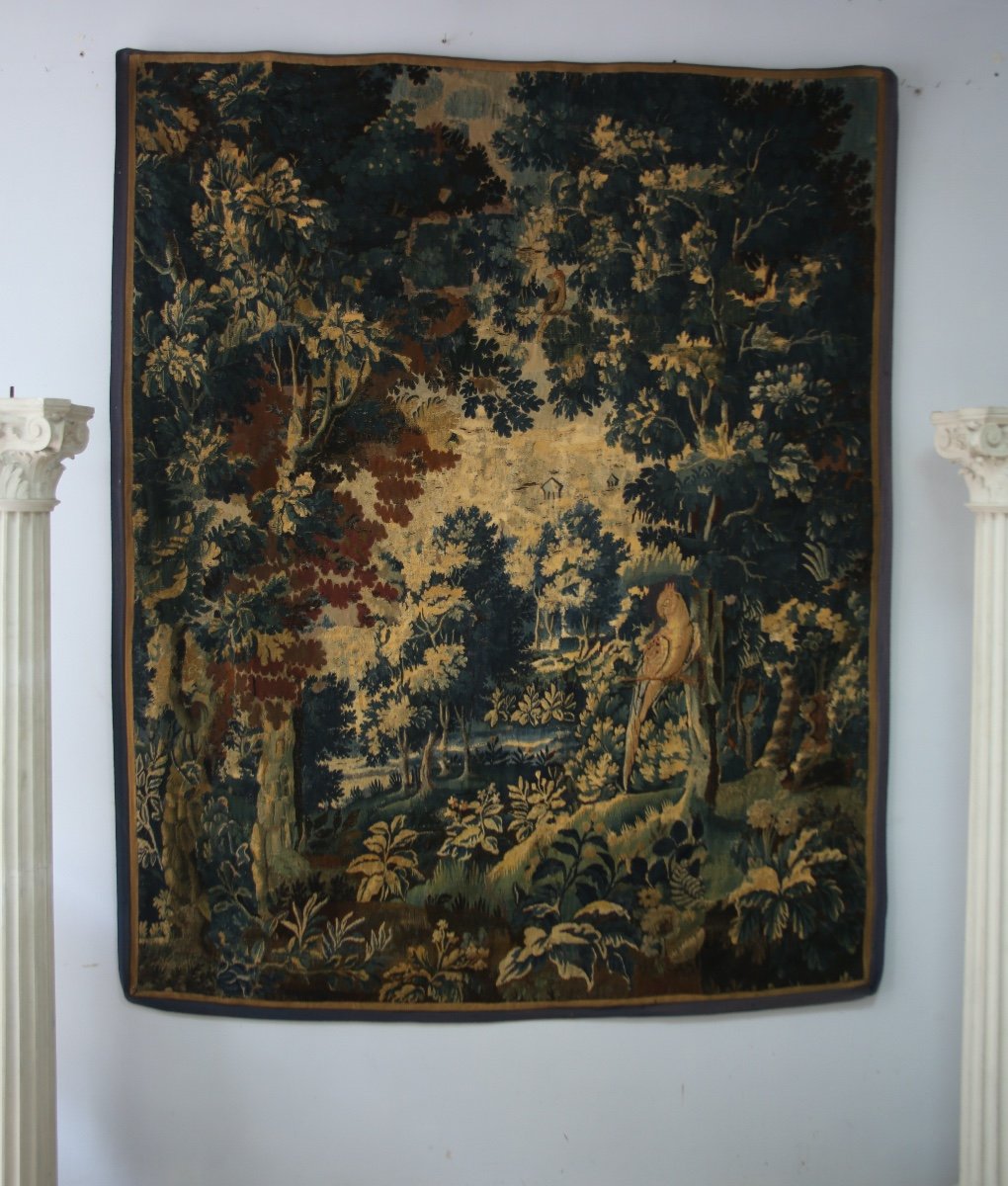 Tapisserie d’Aubusson, verdure du XVIIIème siècle. 