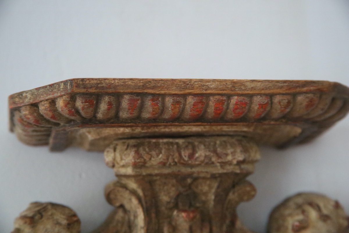  Finely Carved And Painted Walnut Wall Console, 18th Century.-photo-2