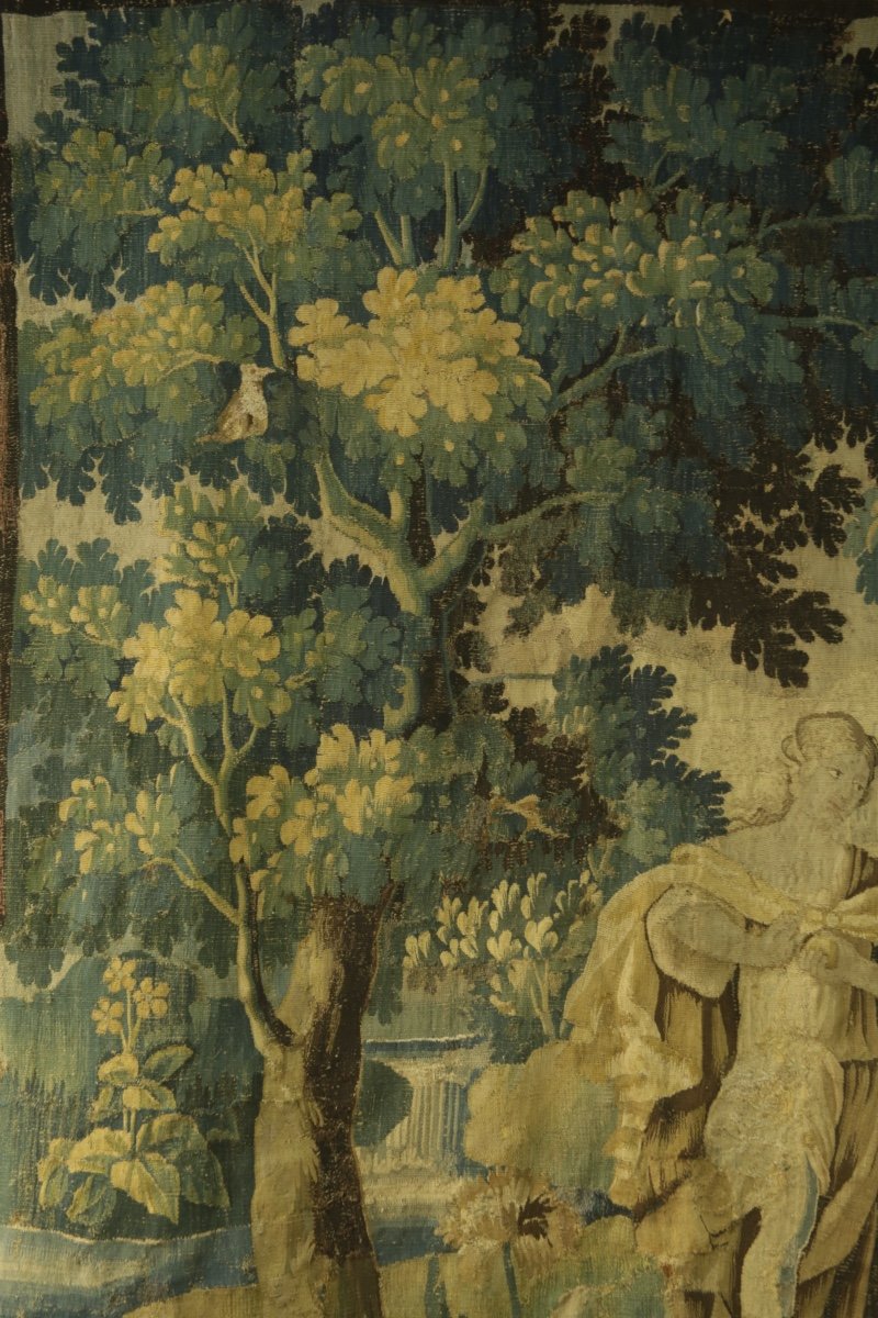 Aubusson Tapestry, “greenery” With Paris And Aphrodite, Early 18th Century.-photo-4