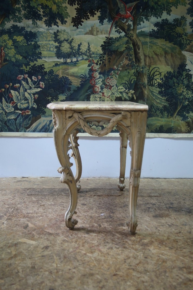 -large Console In Carved And Cream-colored Basswood From The Louis XV Period-photo-4