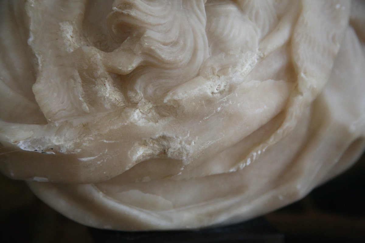 Allegorical Carved Alabaster Statue Representing Winter.-photo-7