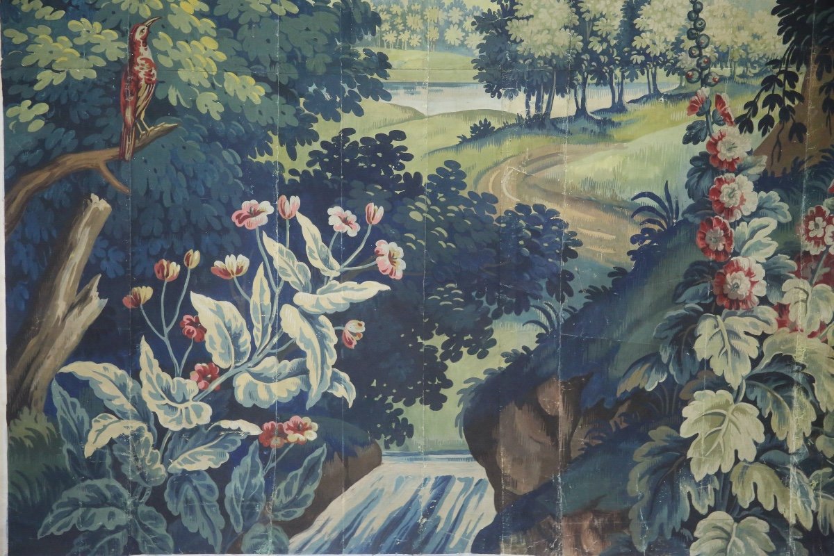 -aubusson Verdure Tapestry Cardboard, Painted Canvas-photo-4
