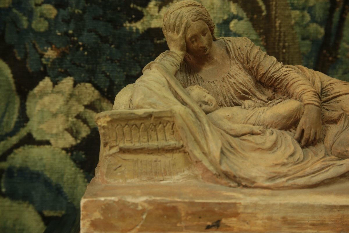 Terracotta Allegory Of The Maternal Figure, 19th Century-photo-4