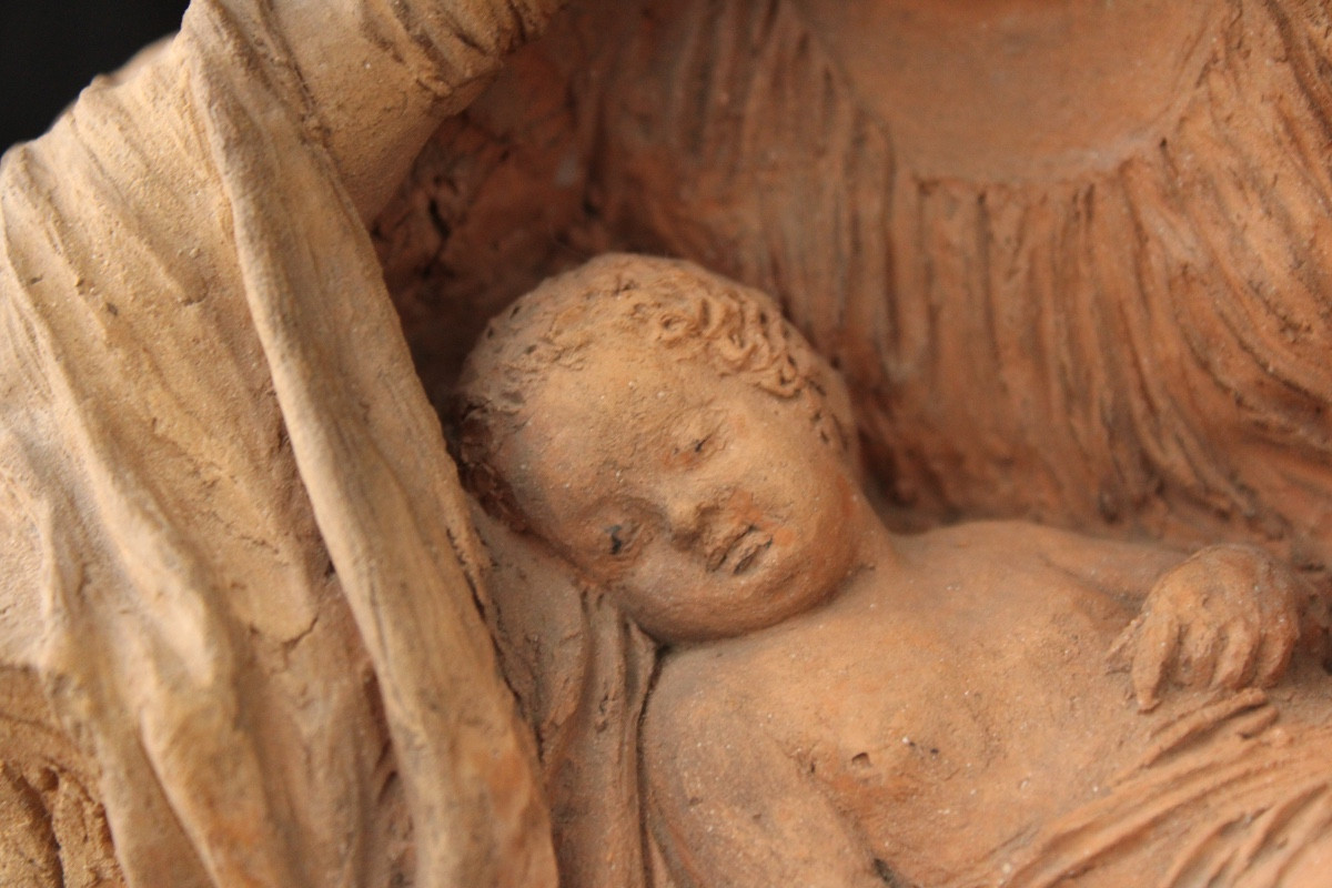 Terracotta Allegory Of The Maternal Figure, 19th Century-photo-4