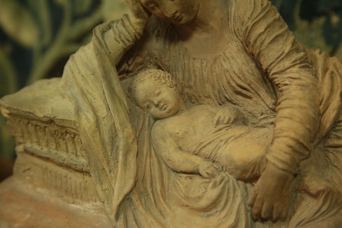 Terracotta Allegory Of The Maternal Figure, 19th Century-photo-2