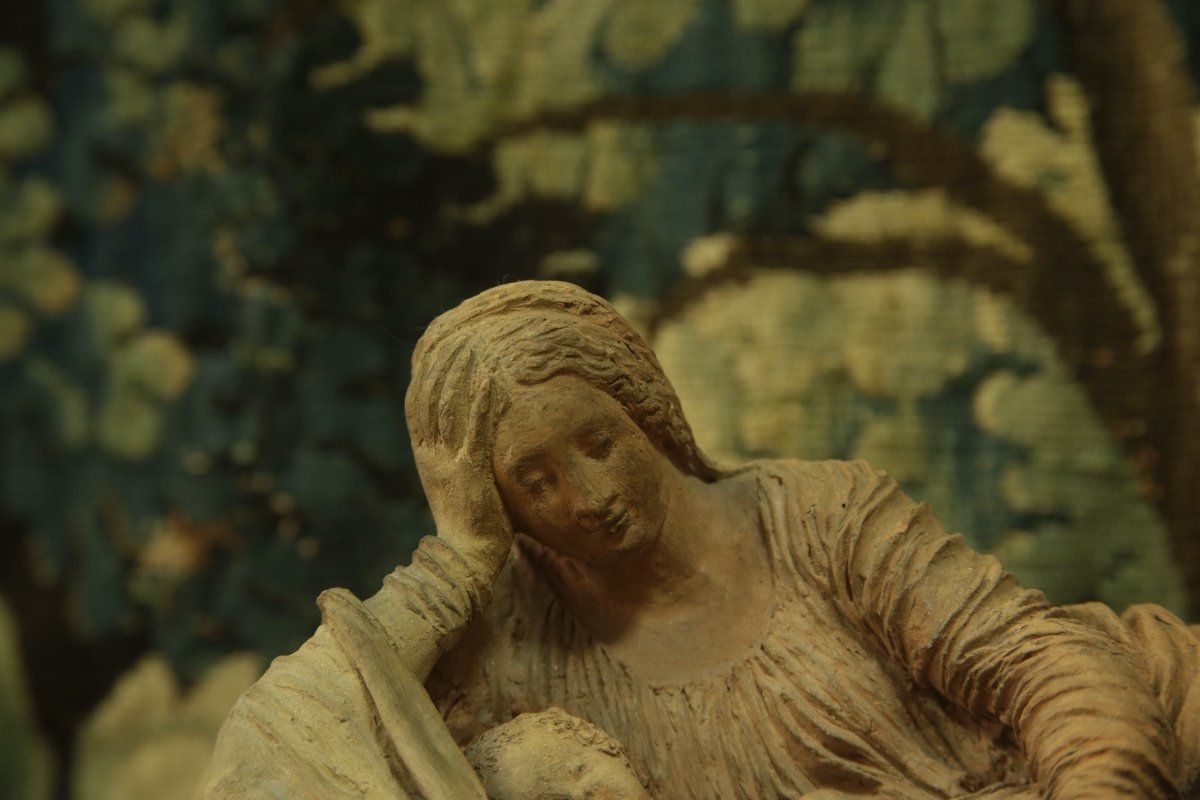 Terracotta Allegory Of The Maternal Figure, 19th Century-photo-3