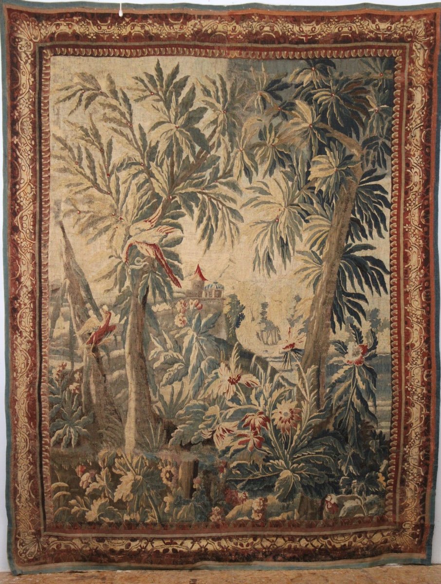 Tapisserie d’Aubusson, verdure du XVIIIe.