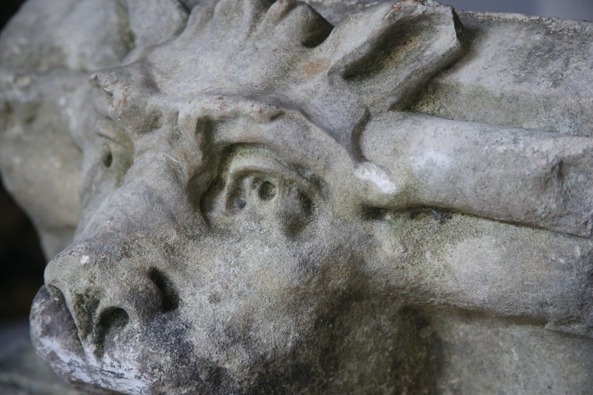 Fountain Mask, 18th Century Stone Feline Mask-photo-1