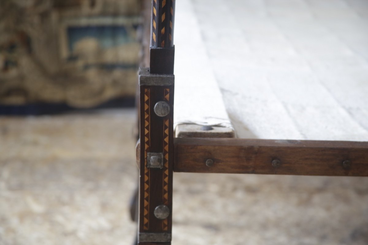Foldable Camp Bed In Rosewood And Marquetry, 18th Century.-photo-7