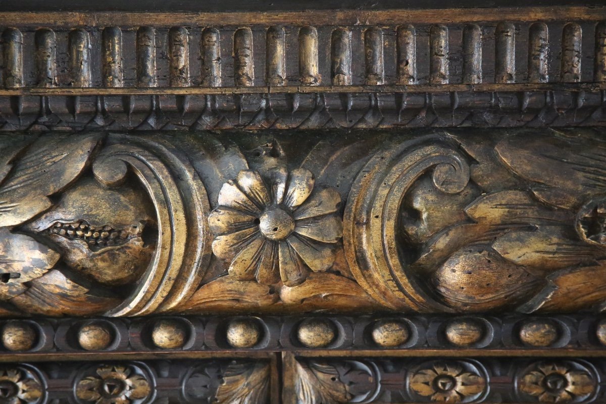 Large Mesh Cabinet, Richly Carved And Gilded, Baroque Style, Italy 20th Century-photo-5