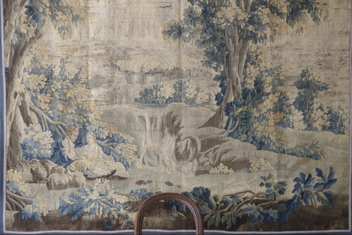 18th Century Aubusson Tapestry, Pastoral Scene-photo-3