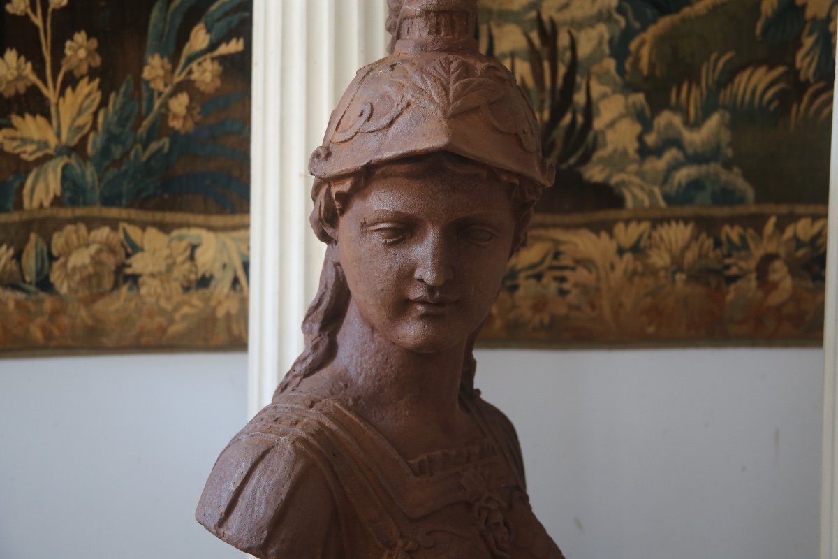  Important Cast Iron Bust Of Athena, 20th Century-photo-4