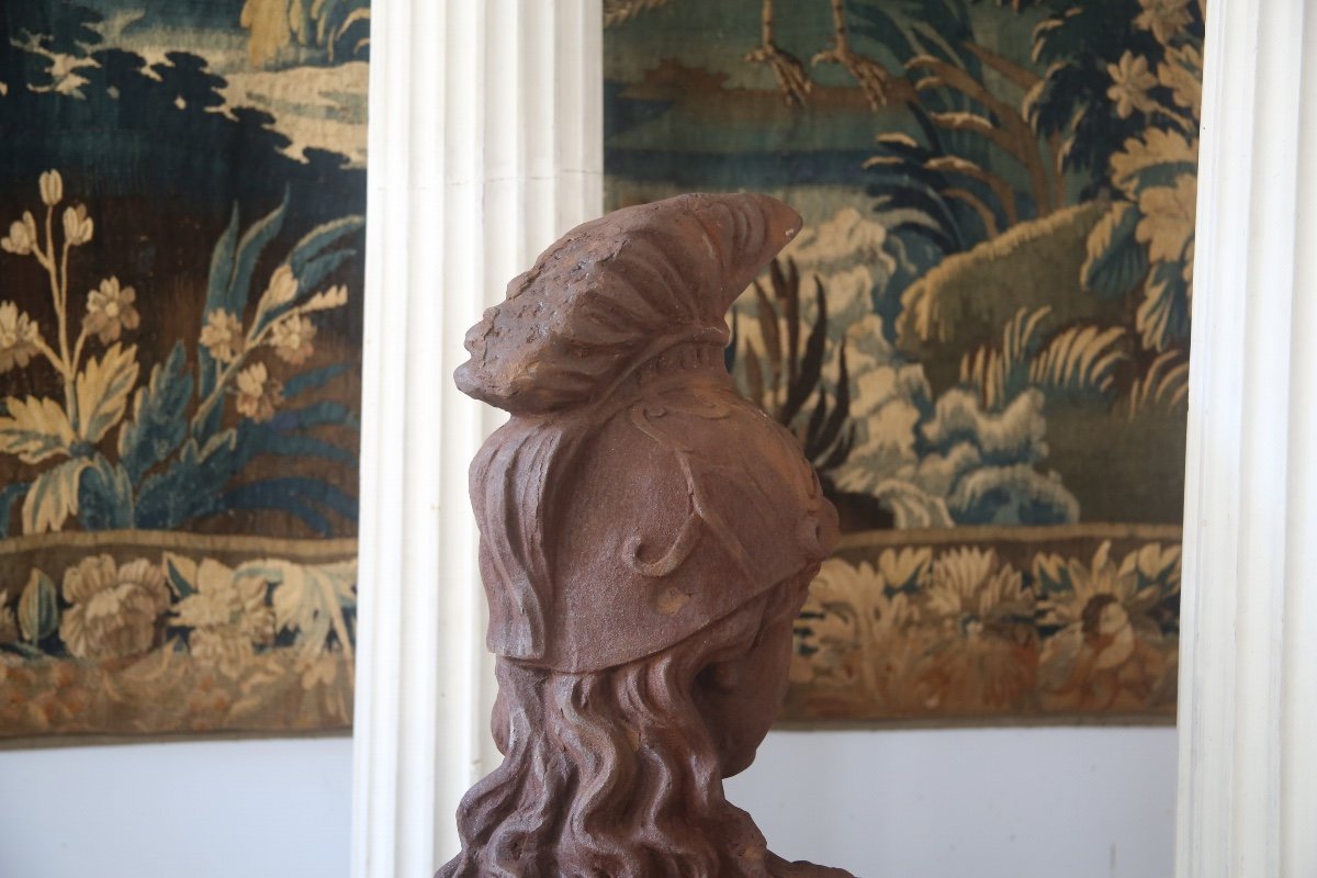  Important Cast Iron Bust Of Athena, 20th Century-photo-7
