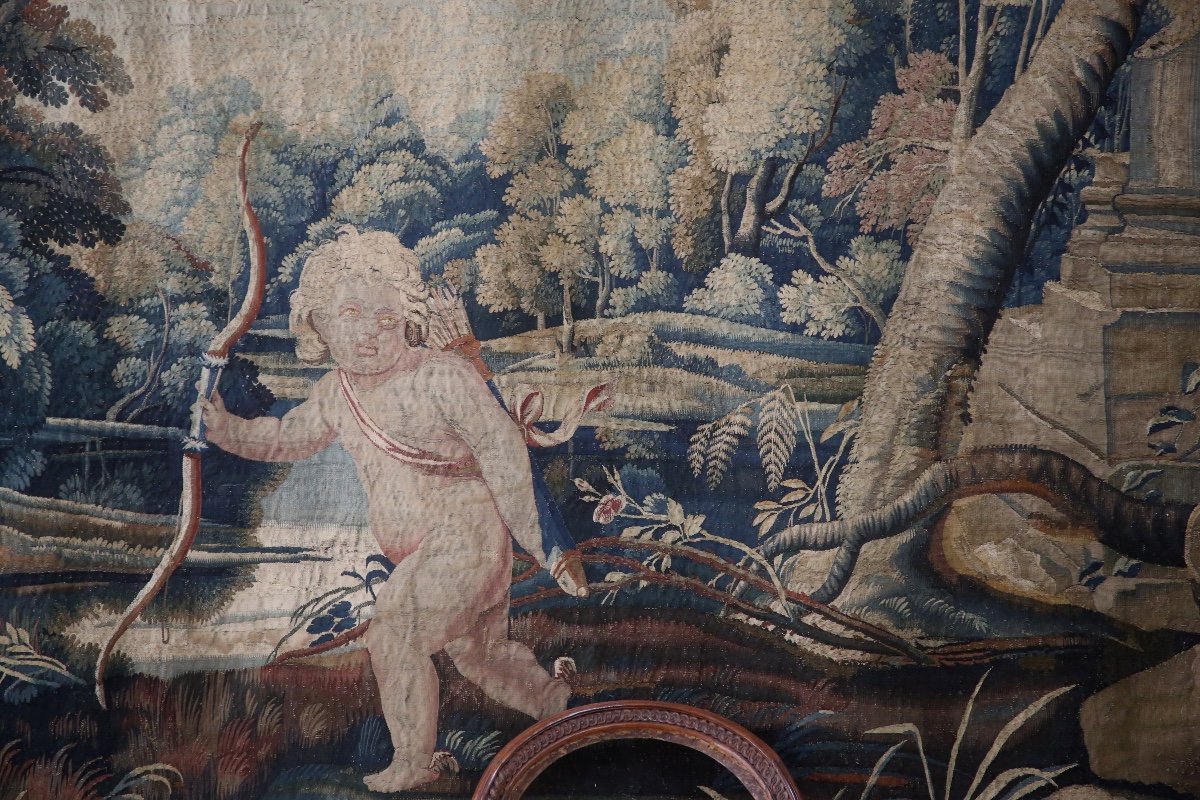 Importante tapisserie, Apollon Et Cupidon, Atelier du Faubourg St Marcel, vers 1635-1650-photo-4