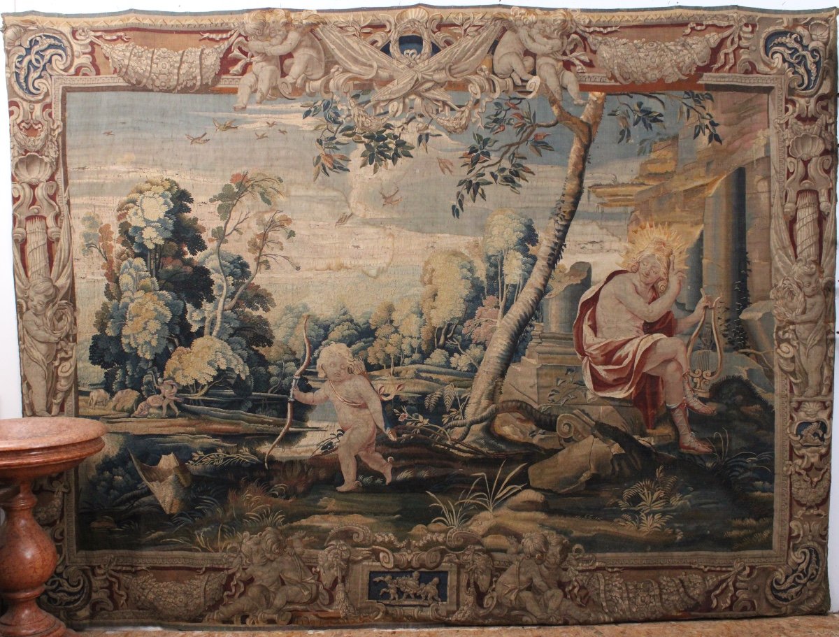 Importante tapisserie, Apollon Et Cupidon, Atelier du Faubourg St Marcel, vers 1635-1650