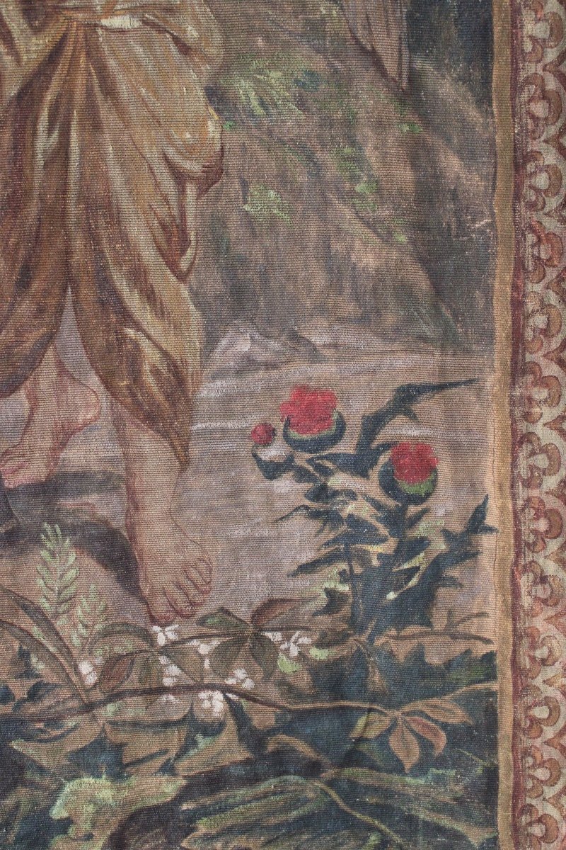 Painted Canvas (imitating Tapestry), "the Flight Into Egypt", 19th Century-photo-4