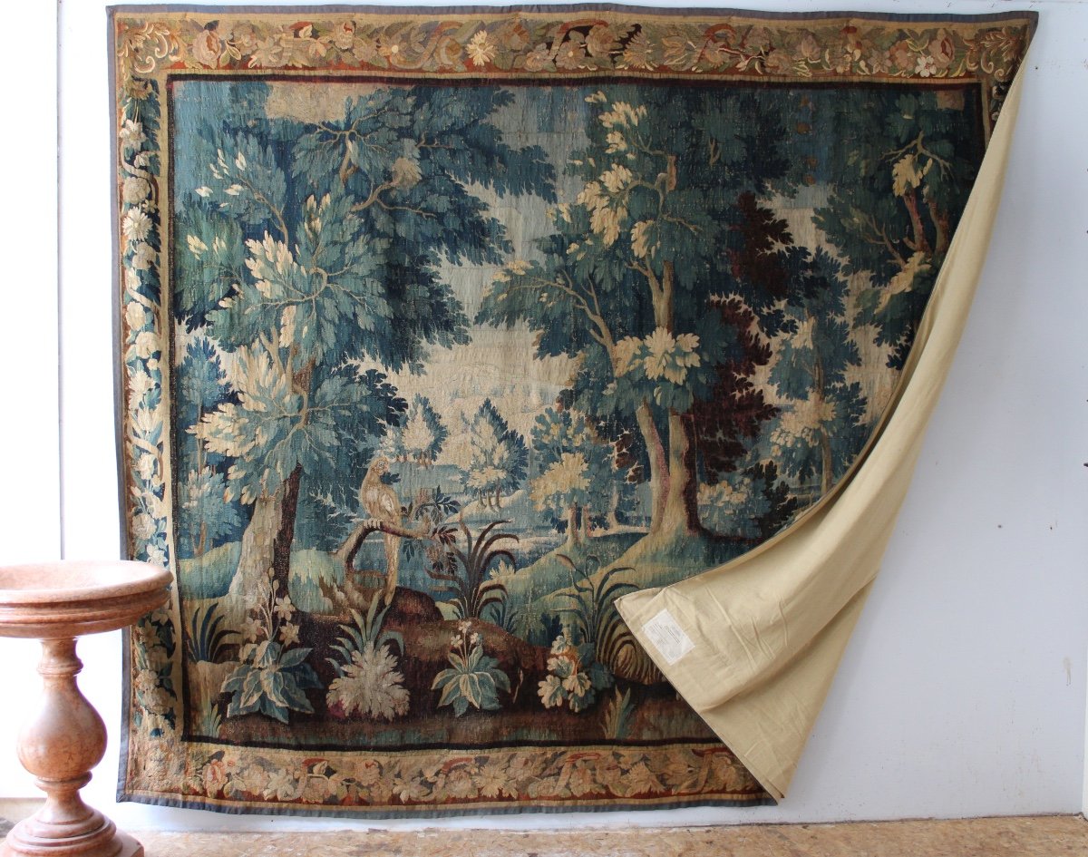  Aubusson Tapestry, Verdure With Parrot, 18th Century-photo-2