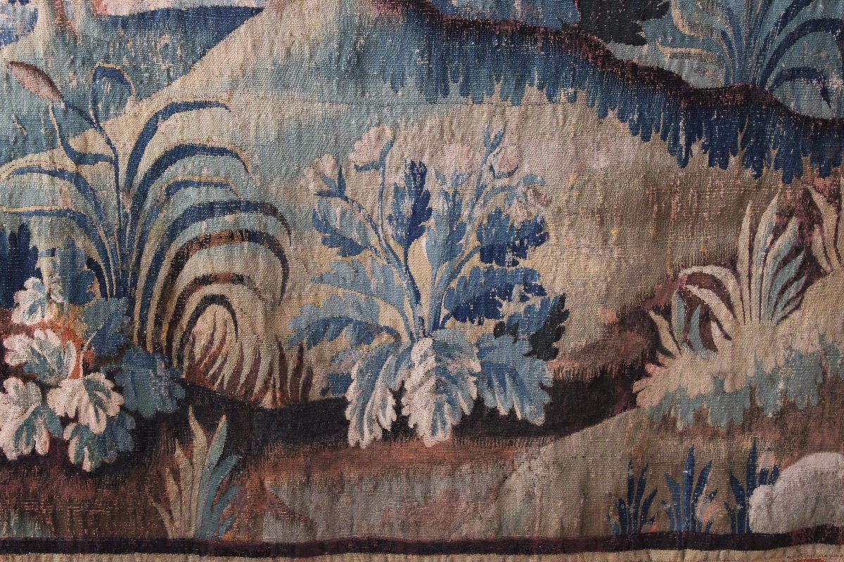  Aubusson Tapestry, Verdure With Parrot, 18th Century-photo-1