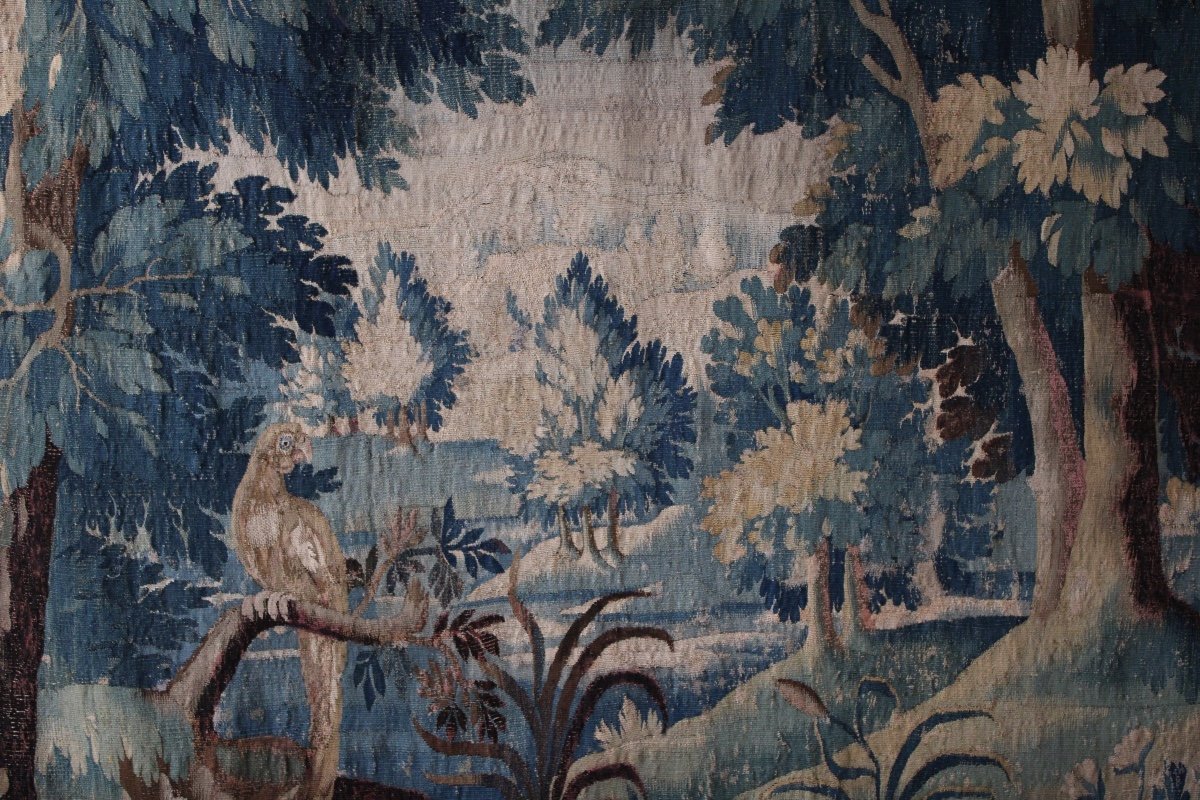  Aubusson Tapestry, Verdure With Parrot, 18th Century-photo-2