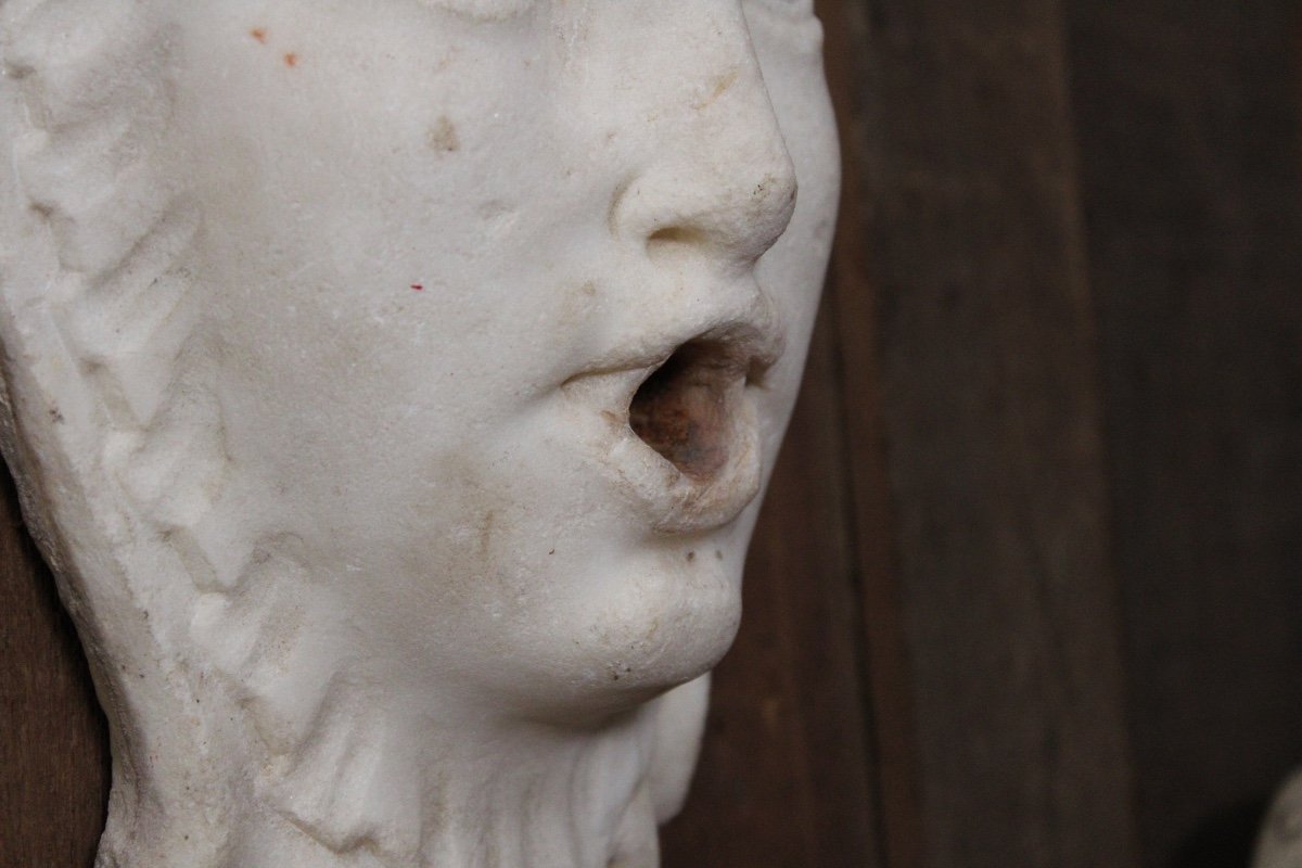 White Marble Fountain Mouth Mask, 18th Century-photo-3