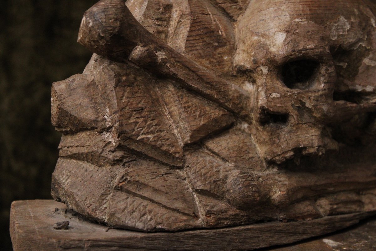 Memento Mori Ou Vanité en bois sculpté, XVIIème Siècle-photo-1