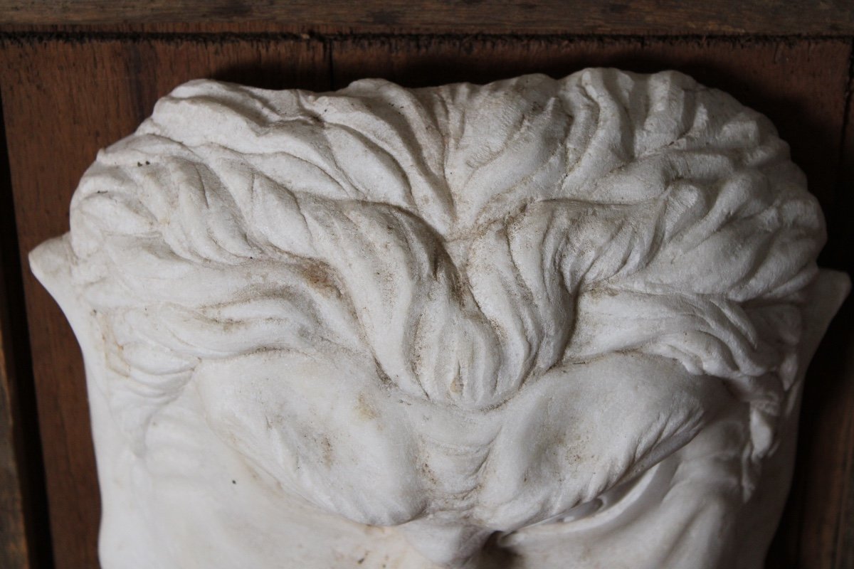 Fountain Mouth, Marble Satyr Mascaron, 20th Century-photo-3