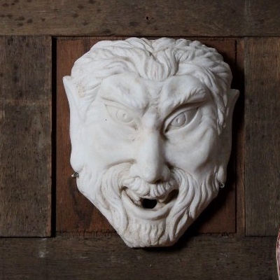 Fountain Mouth, Marble Satyr Mascaron, 20th Century
