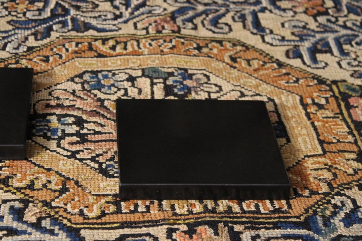 -pair Of Black Marble Bases, 20th Century.  -photo-4