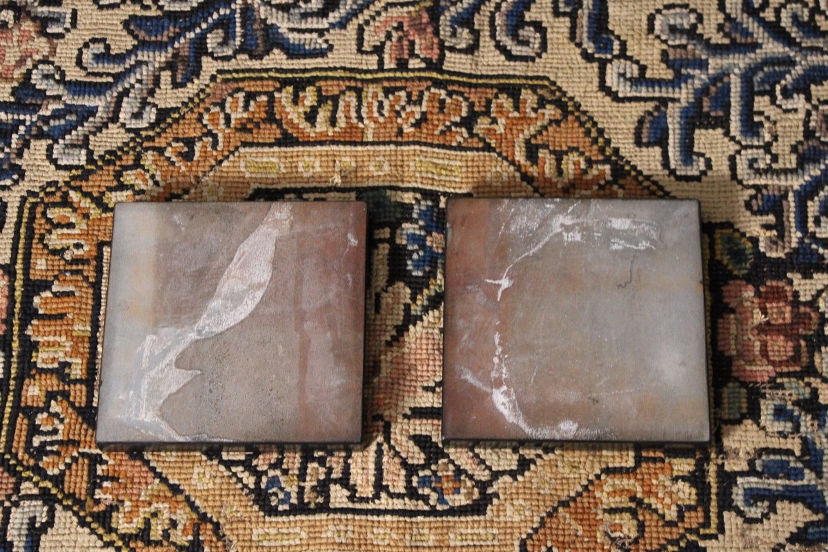 -pair Of Black Marble Bases, 20th Century.  -photo-2