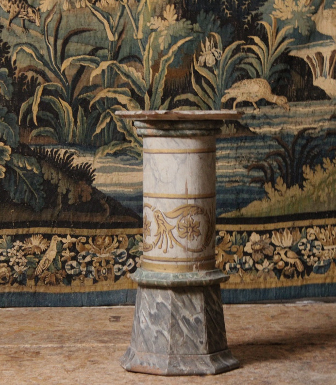  Painted Wooden Column, 19th Century