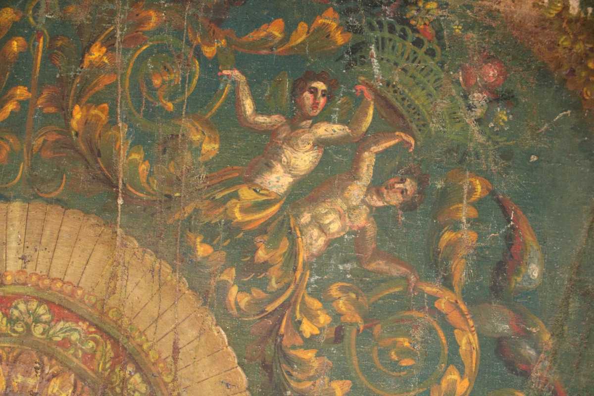  Important Painted Canvas, Painted Ceiling, 19th Empire -photo-4