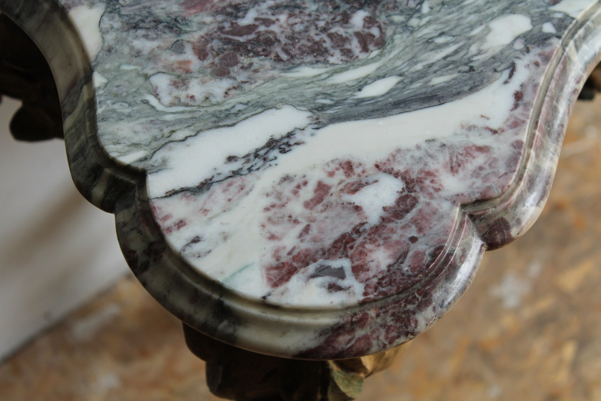 Italian Console Table In Carved And Painted Wood, Italy 18th Century-photo-4