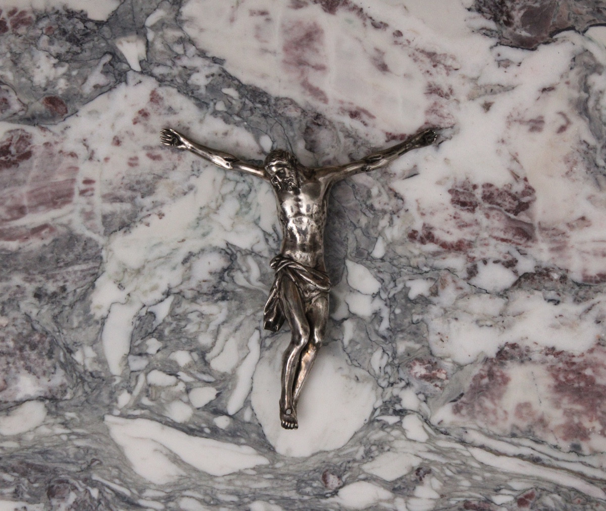 Christ mort, Cristo morto, en argent massif, XVIIIe 