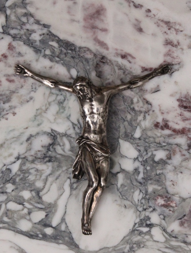 Christ mort, Cristo morto, en argent massif, XVIIIe 