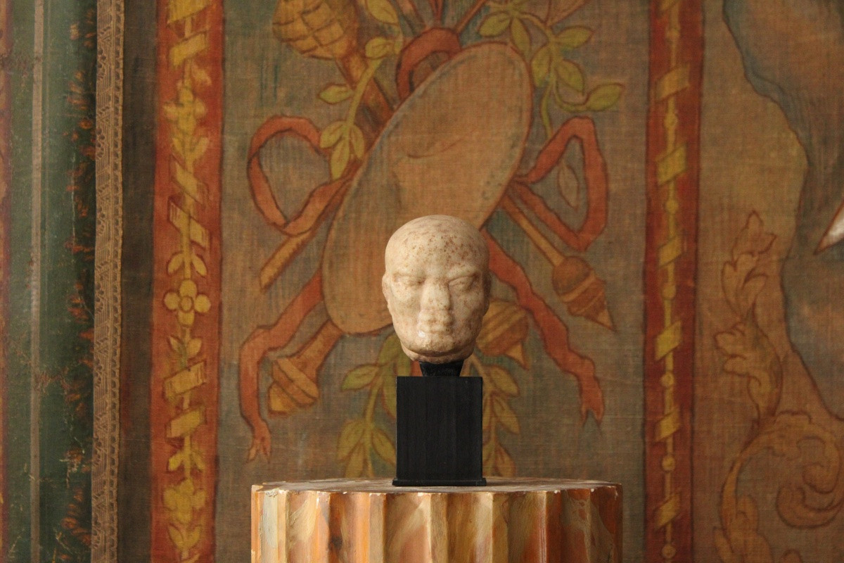 Antique Style Marble Male Head, 19th Century-photo-3
