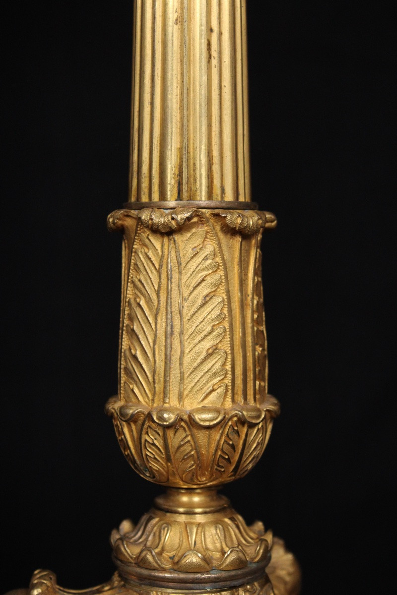 Pair Of 6-light Candelabras, In Gilded Bronze, From The 19th Louis-philippe Period-photo-3