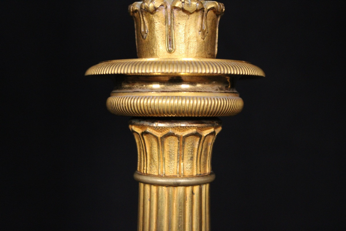 Pair Of 6-light Candelabras, In Gilded Bronze, From The 19th Louis-philippe Period-photo-4