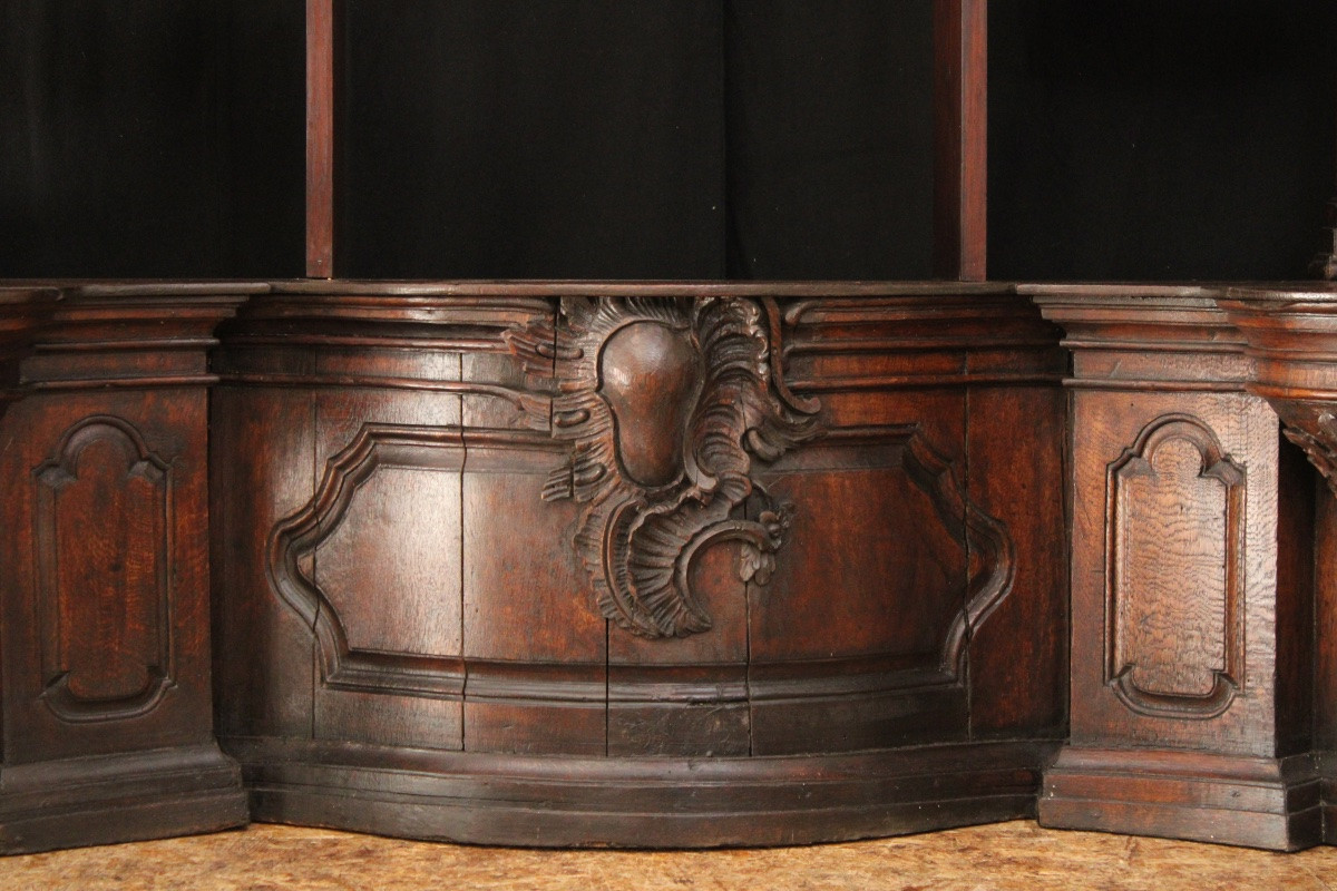 Important Oak Bookcase (1/2) , Louis XV, Reused From The 18th Century -photo-2