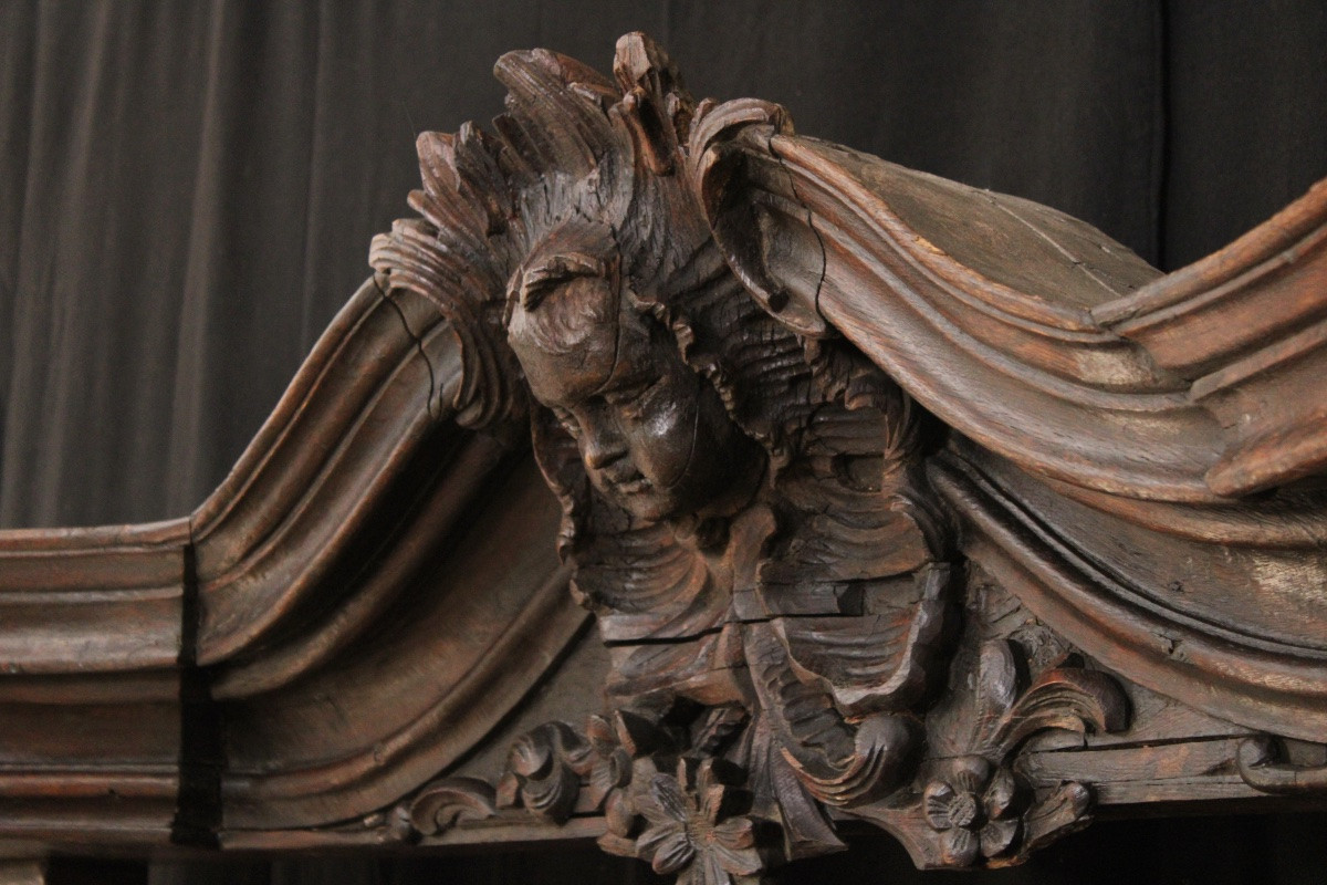 Important Oak Bookcase (1/2) , Louis XV, Reused From The 18th Century -photo-4