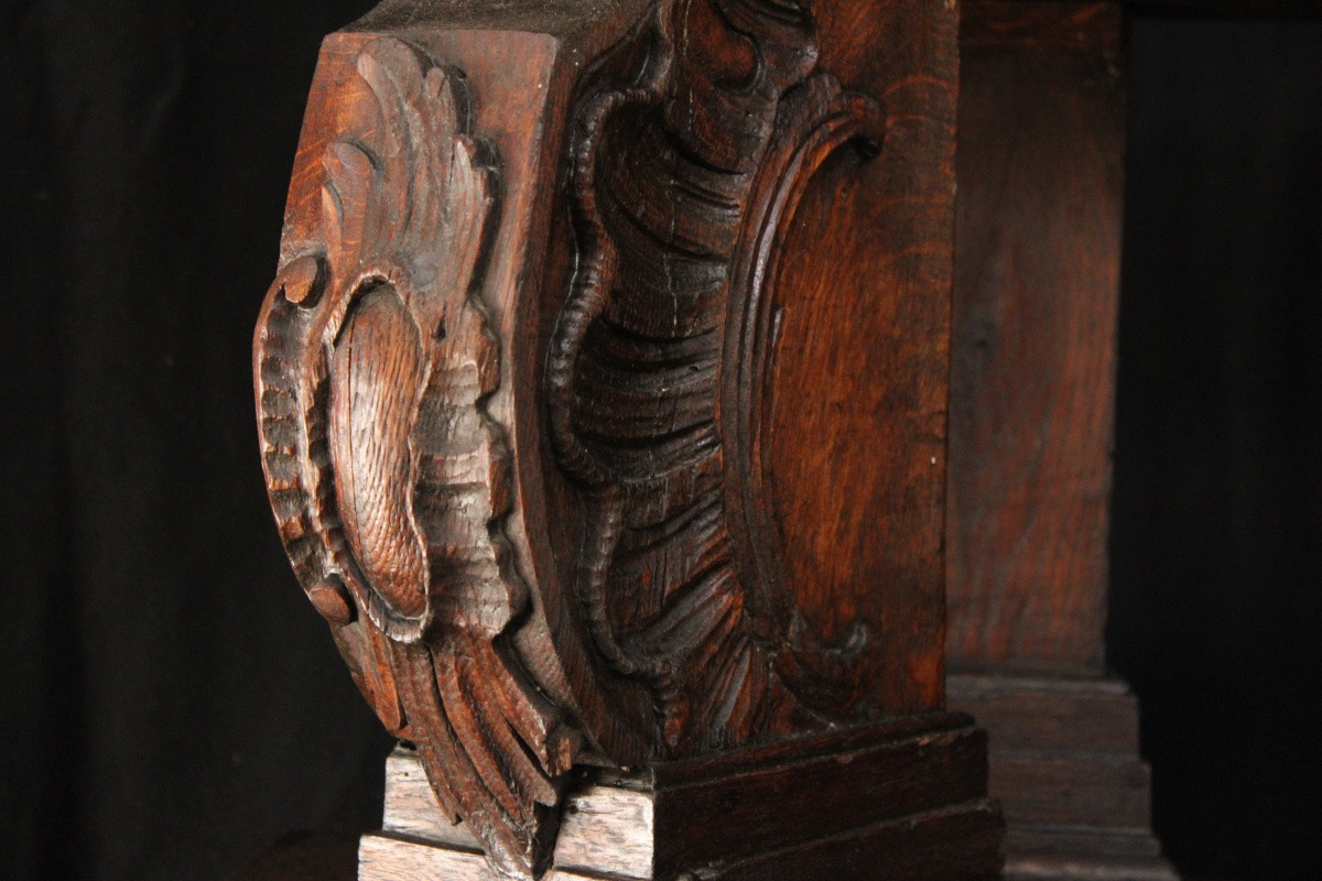 Important Oak Bookcase (1/2) , Louis XV, Reused From The 18th Century -photo-3
