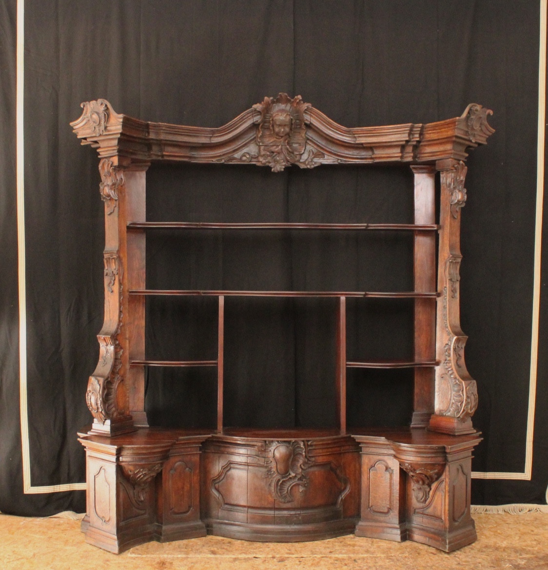 Important Oak Bookcase (1/2) , Louis XV, Reused From The 18th Century 