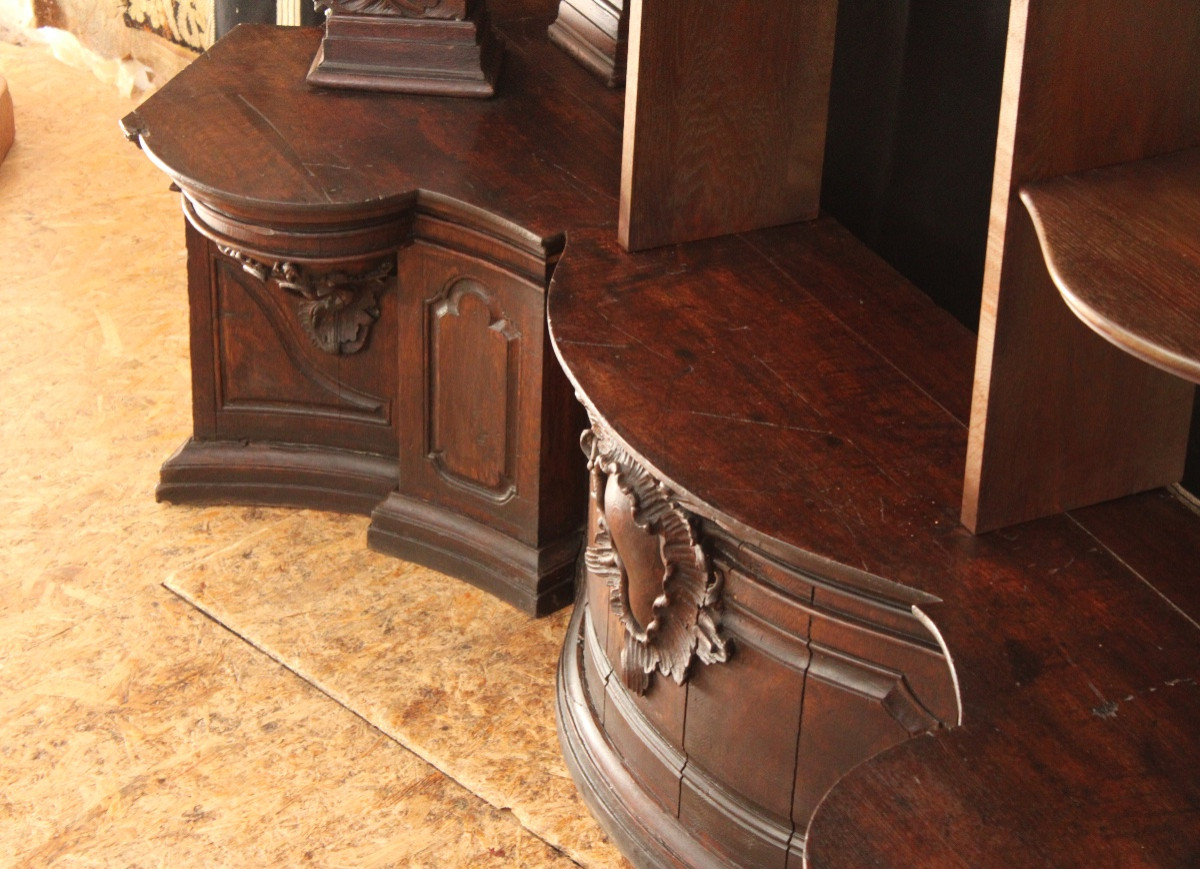 Important Oak Bookcase (2/2), Louis XV, Reused From The 18th Century -photo-2
