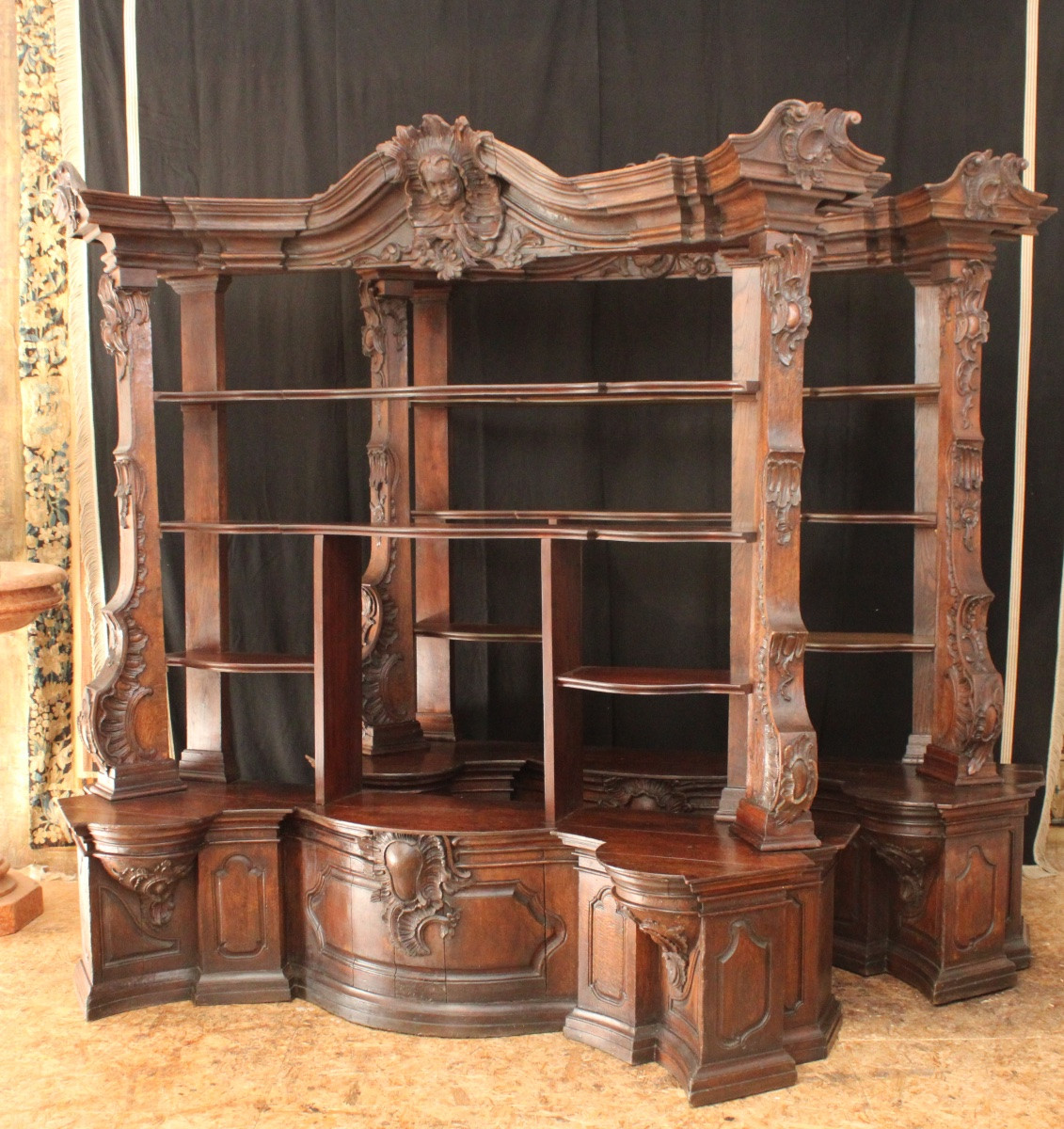 Important Oak Bookcase (2/2), Louis XV, Reused From The 18th Century -photo-7